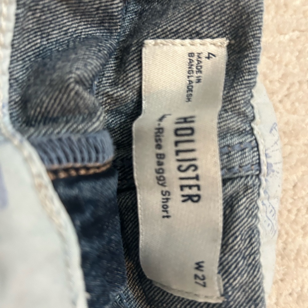 HOLLISTER Dark Wash Denim Low Rise Cutoff Fold over Mini Shorts - Picture 3 of 4